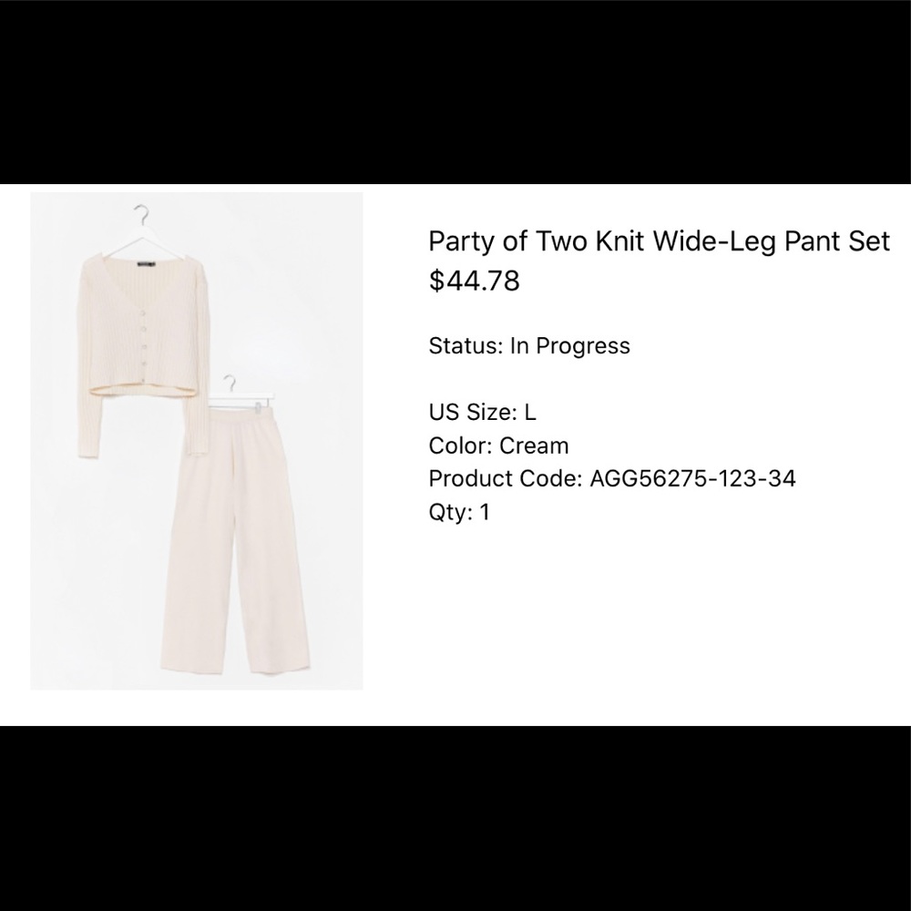 Two Piece Knit Wide Leg Pant Set